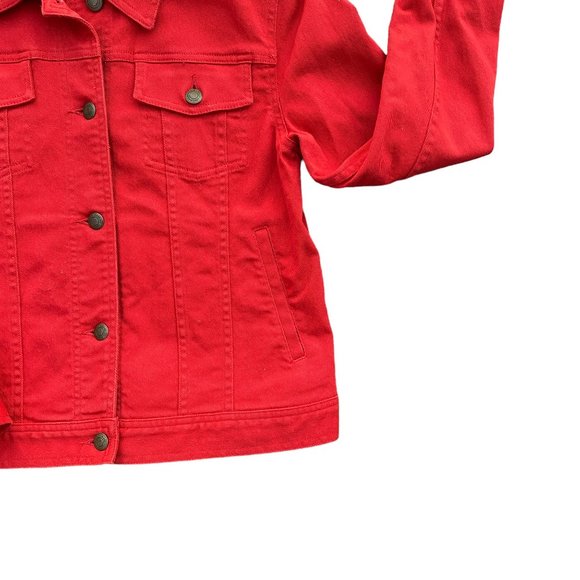 Ralph Lauren Lauren Jeans Co. Red Denim Trucker Jean Jacket Nautical Preppy Sz S - Picture 5 of 11